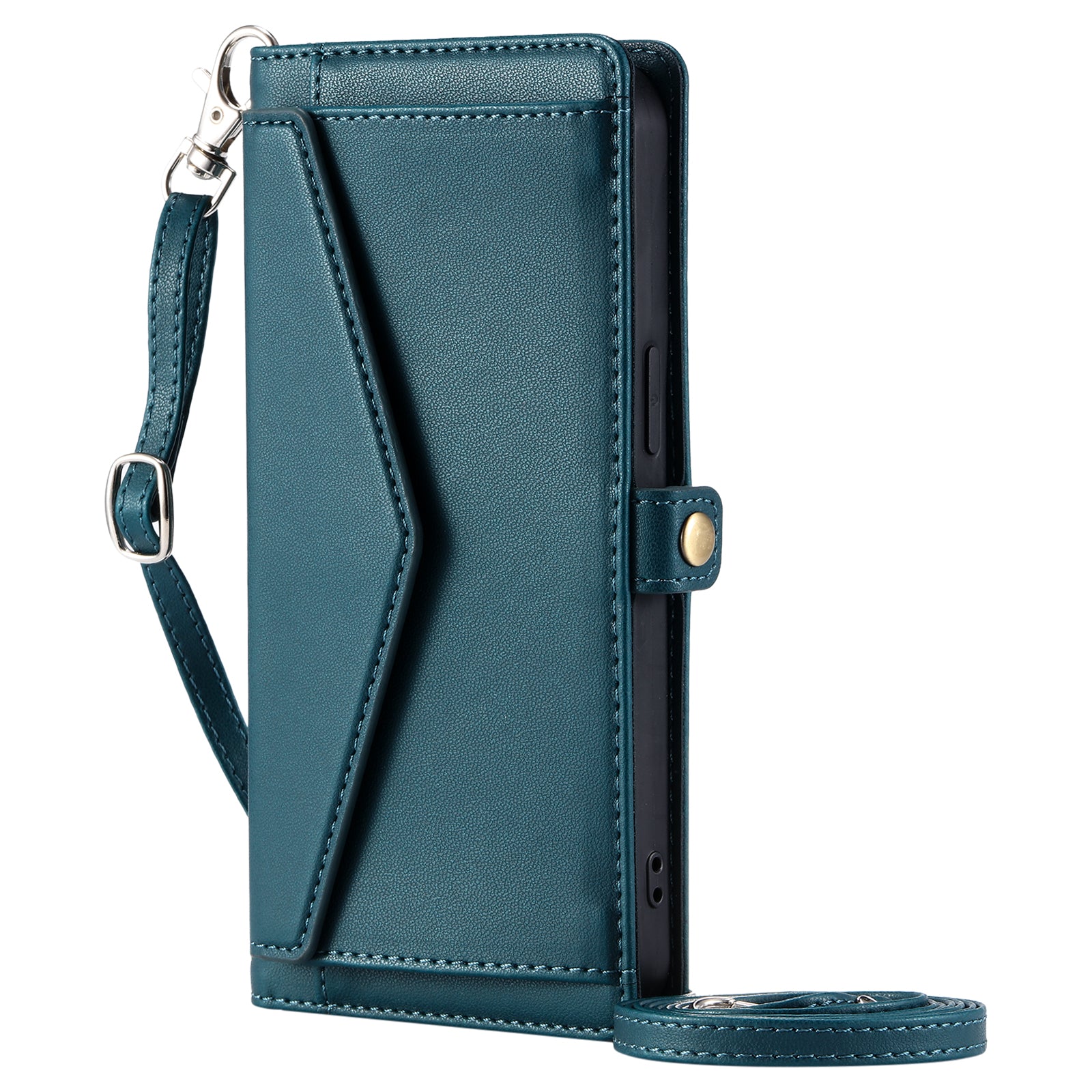 Luxury Dual-Layer Wallet iPhone Case – Flip Leather Cover with Card Slots, Photo Frame, 2 Lanyards, Shockproof Protection, and Stand Feature for iPhone