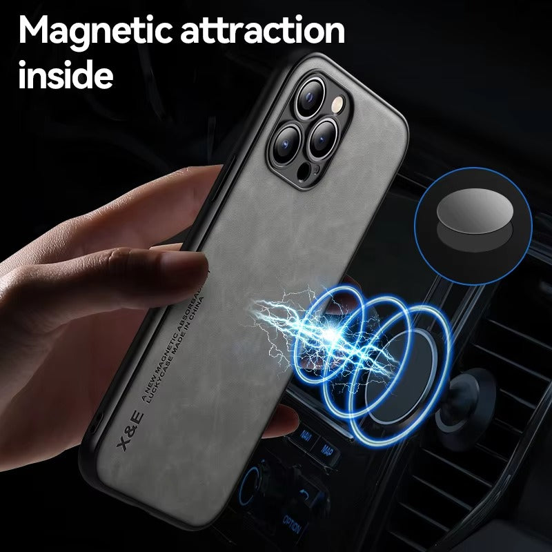 Luxury Magnetic Leather MagSafe iPhone Case – Wireless Charging,  Shockproof & Stylish Protection | Case for iPhone
