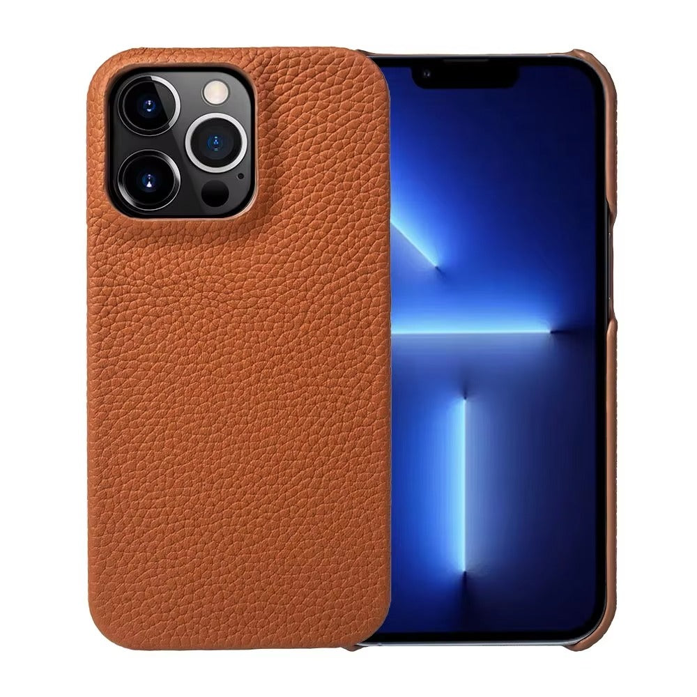 Luxury Natural Cowhide Leather MagSafe iPhone Case – Lychee Texture, Durable & Stylish Phone Back Cover | Case for iPhone