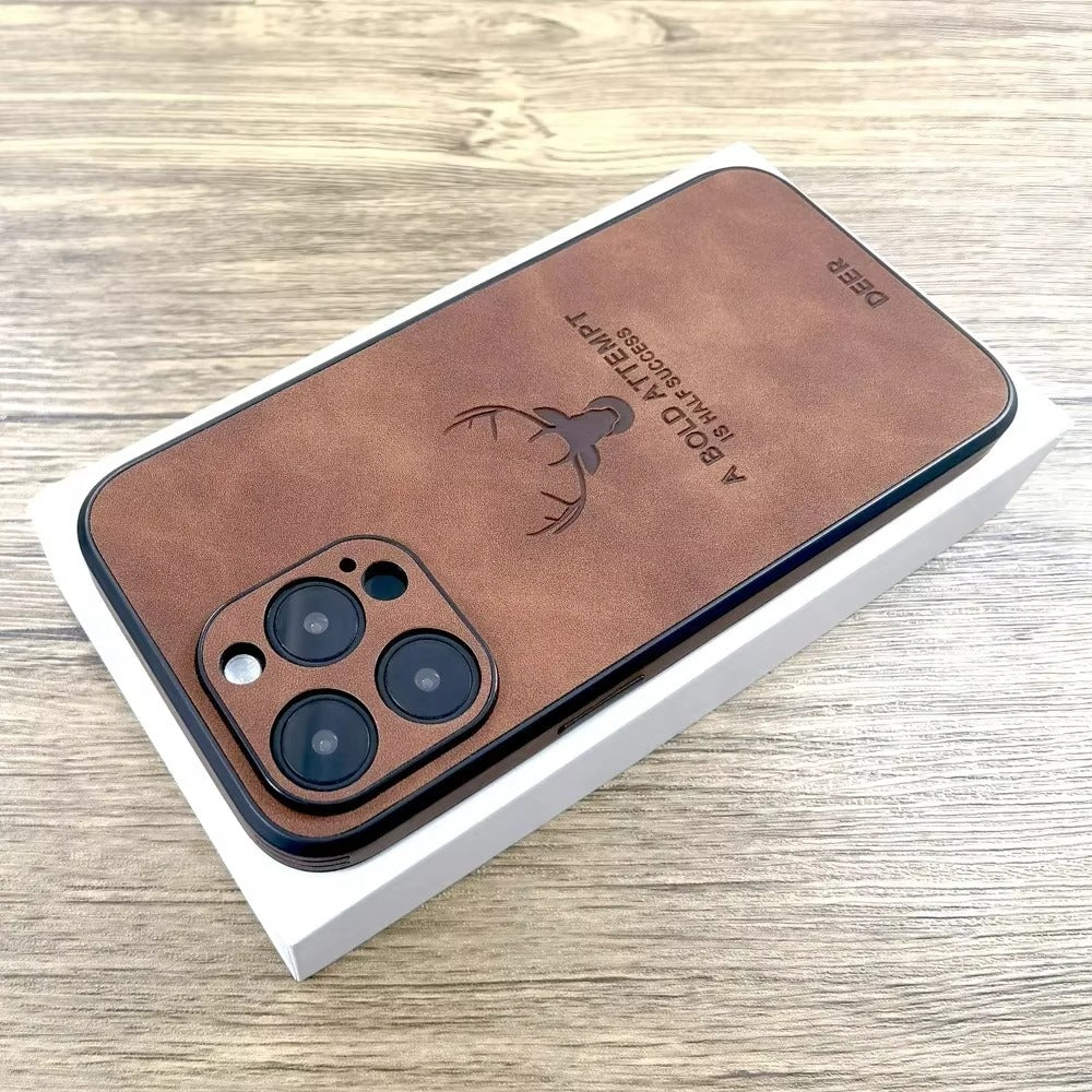Luxury Vintage Lambskin PU Leather MagSafe iPhone Case – Wireless Charging, Full Protection, Stylish & Durable Cover 