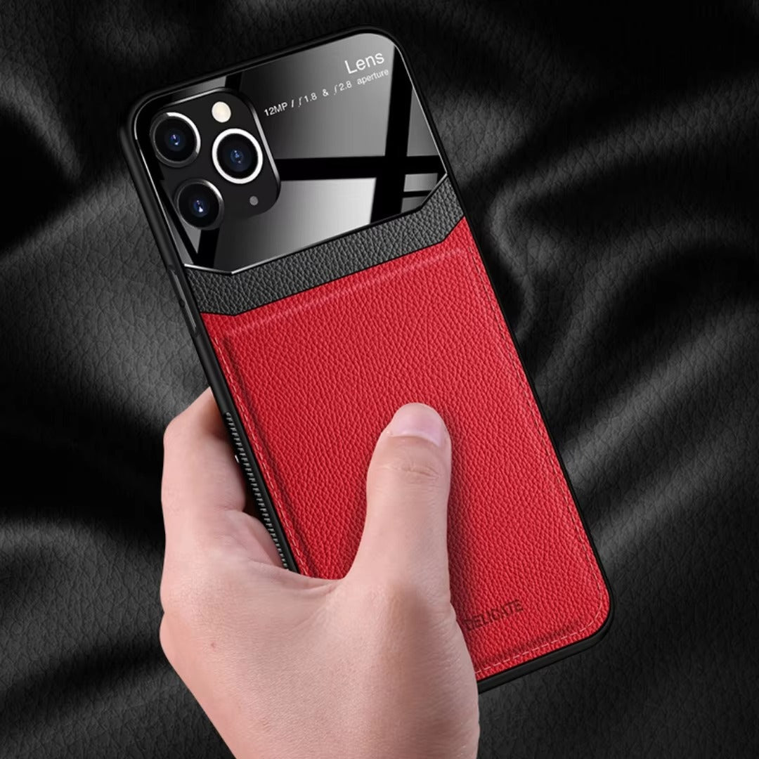 Premium Apple iPhone Case MagSafe Compatible, Camera Lens & Screen Protection Cover with Leather Texture Camera Guard