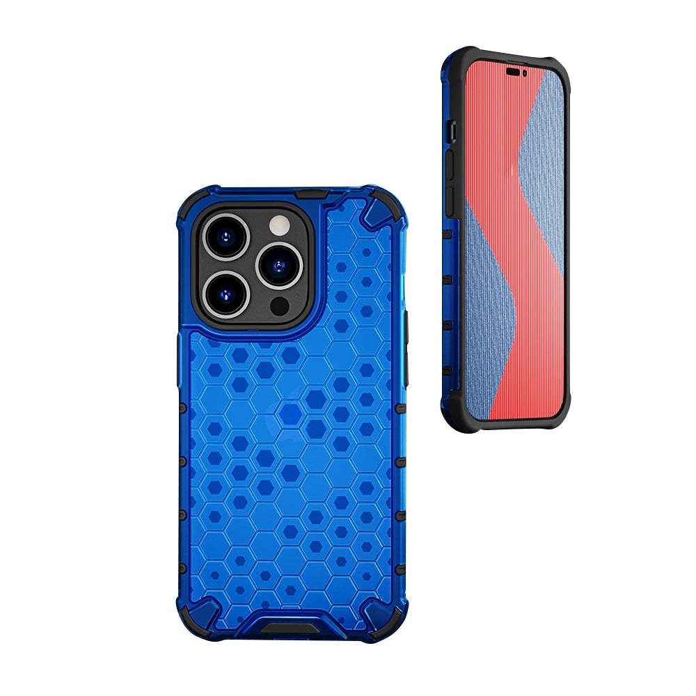 KEYSION Shockproof Armor iPhone Case – Soft Silicone + PC Transparent Honeycomb Back Cover for iPhone Models, 