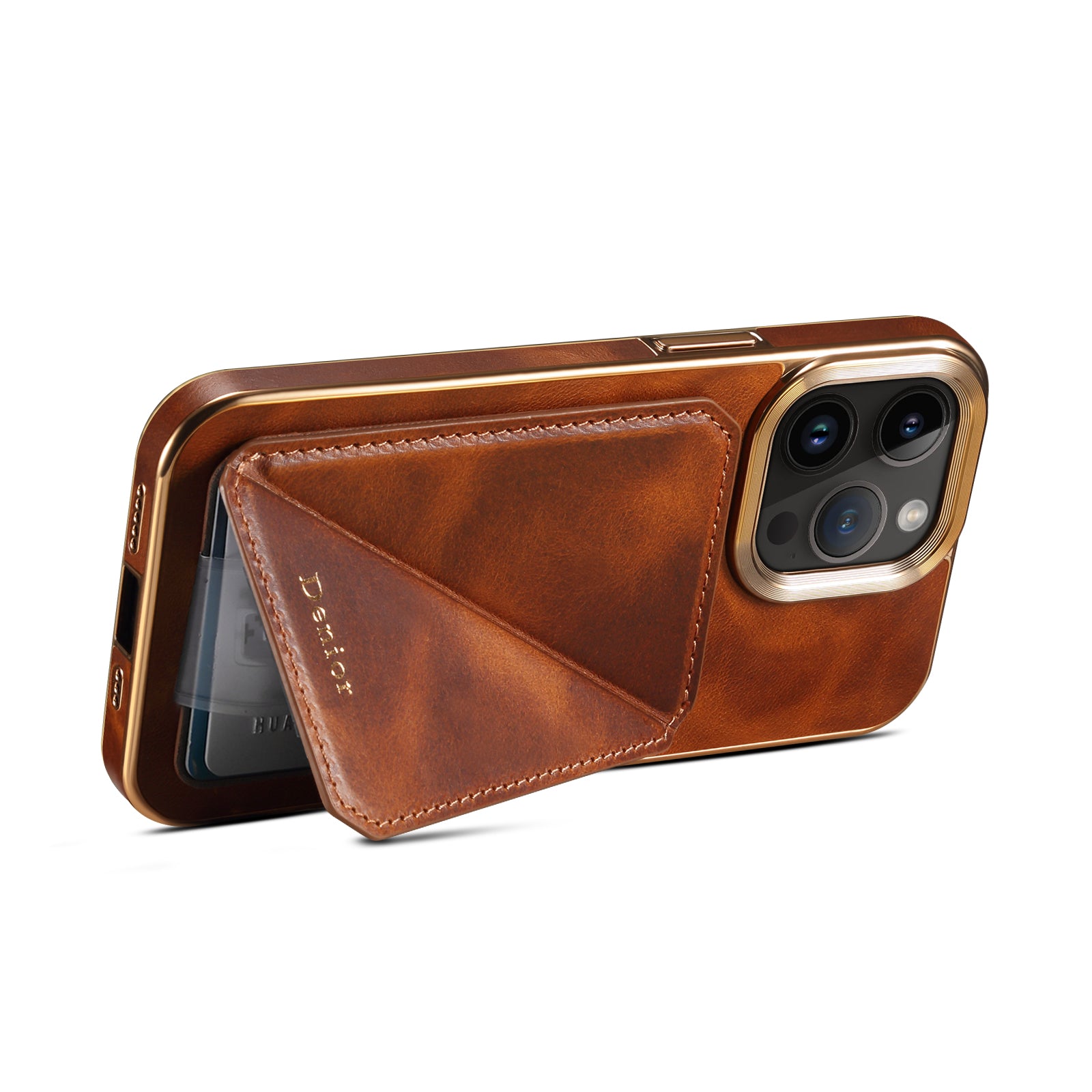 Luxury Cowhide Leather Wallet iPhone Case – Magnetic Card Holder, Plating Shell, Shockproof Protection, Premium Design for iPhone Models