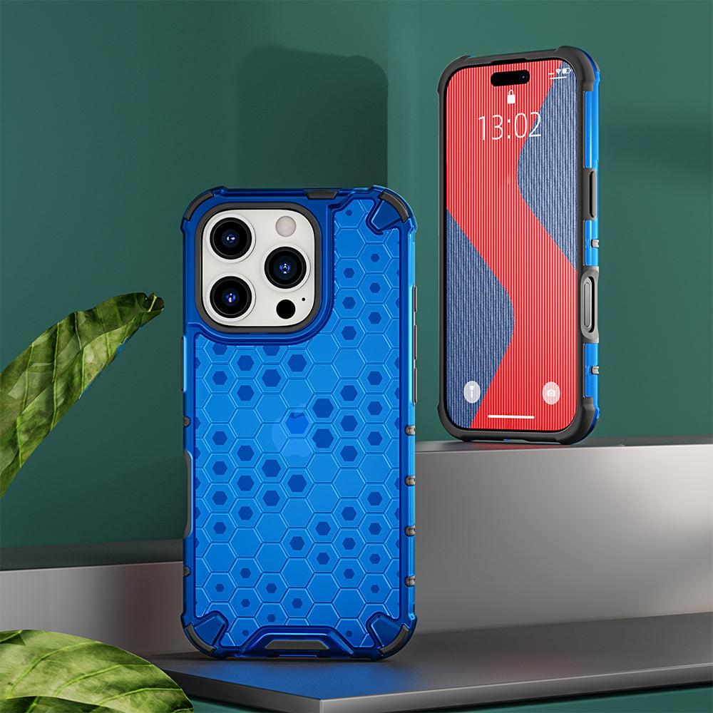 KEYSION Shockproof Armor iPhone Case – Soft Silicone + PC Transparent Honeycomb Back Cover for iPhone Models, 