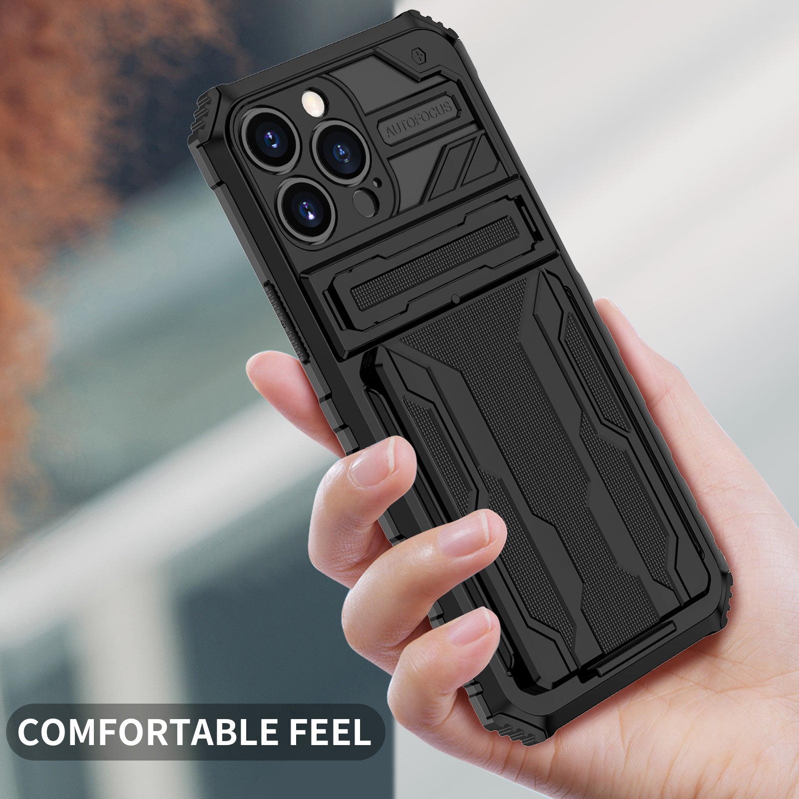 Shockproof Card Holder iPhone Case – Kickstand, Camera Protection, Durable Cover for iPhone Models