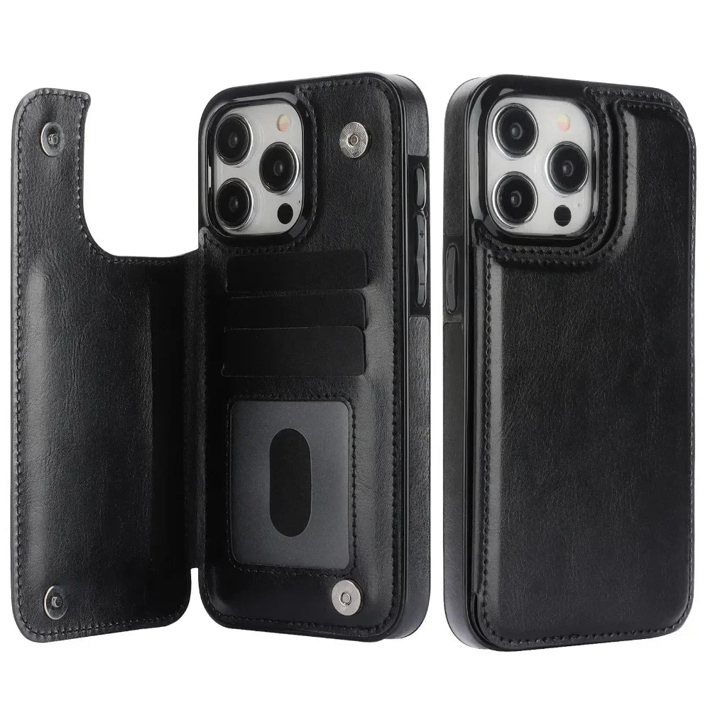 Luxury Wallet Flip iPhone Case – Cover with Card Slots, Secure Magnetic Closure, and Full Protection for Ultimate Convenience