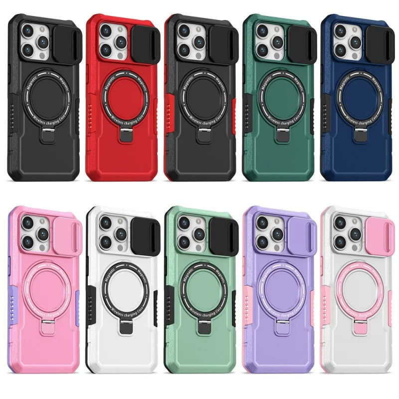 MagSafe Armor iPhone Case – Magnetic Holder, Wireless Charging, Slide Camera Protection, Full-Body Cover for iPhone Models