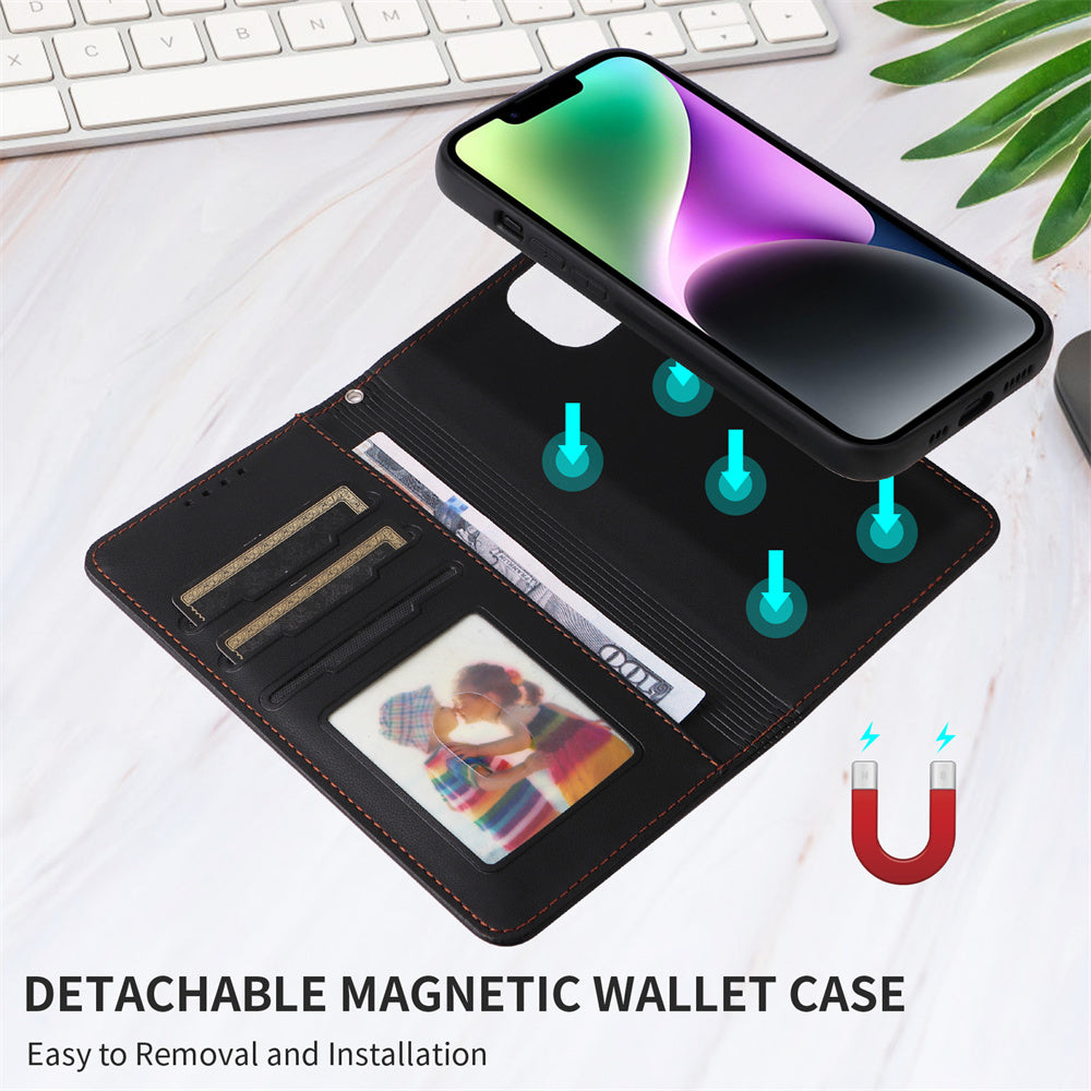 Luxuriöse, abnehmbare 2-in-1-Brieftaschenhülle für das iPhone – magnetische Lederhülle, Kartenhalter, Ständer, sicherer Verschluss, stilvoller und langlebiger Schutz