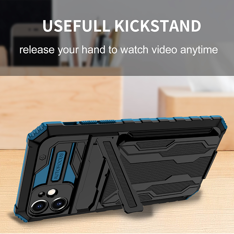 Shockproof Card Holder iPhone Case – Kickstand, Camera Protection, Durable Cover for iPhone Models