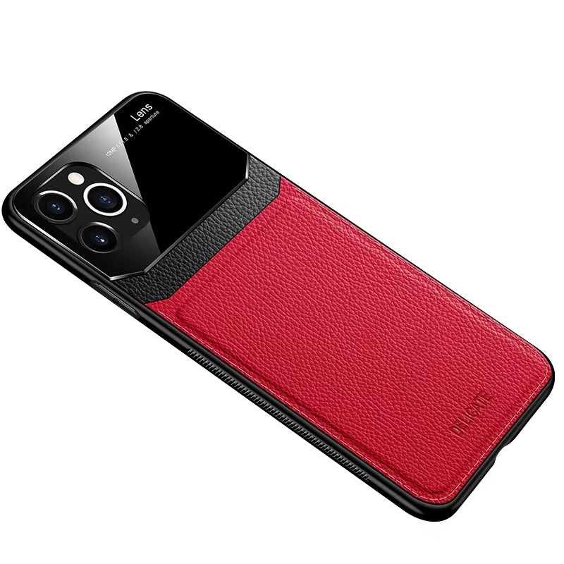 Premium Apple iPhone Case MagSafe Compatible, Camera Lens & Screen Protection Cover with Leather Texture Camera Guard