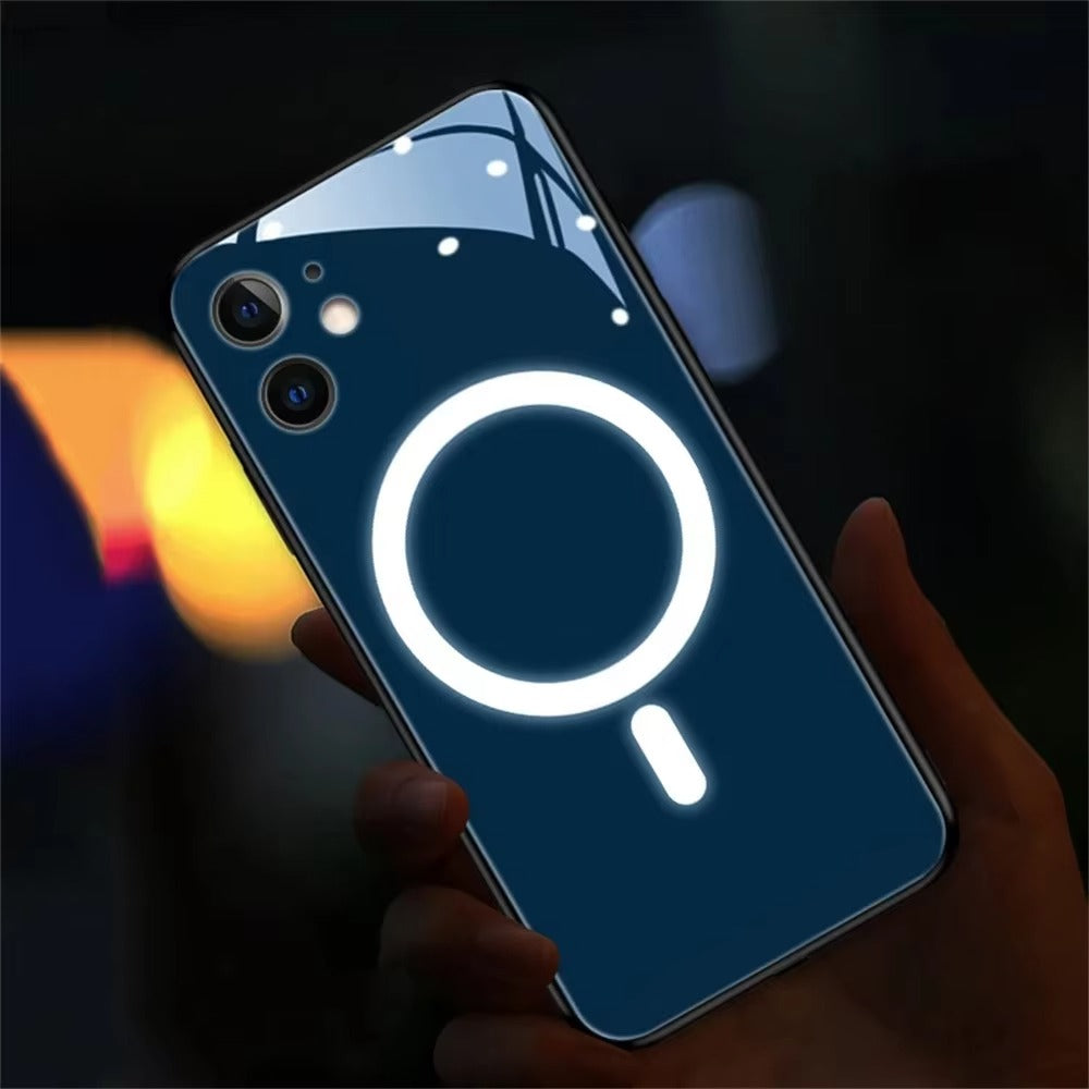 Premium Apple iPhone Case, MagSafe Compatible, Camera Lens and Screen Protection, Ultra Thin, Shockproof, Magnetic, Full All Around Protection, LED Call Flash Glass Cover