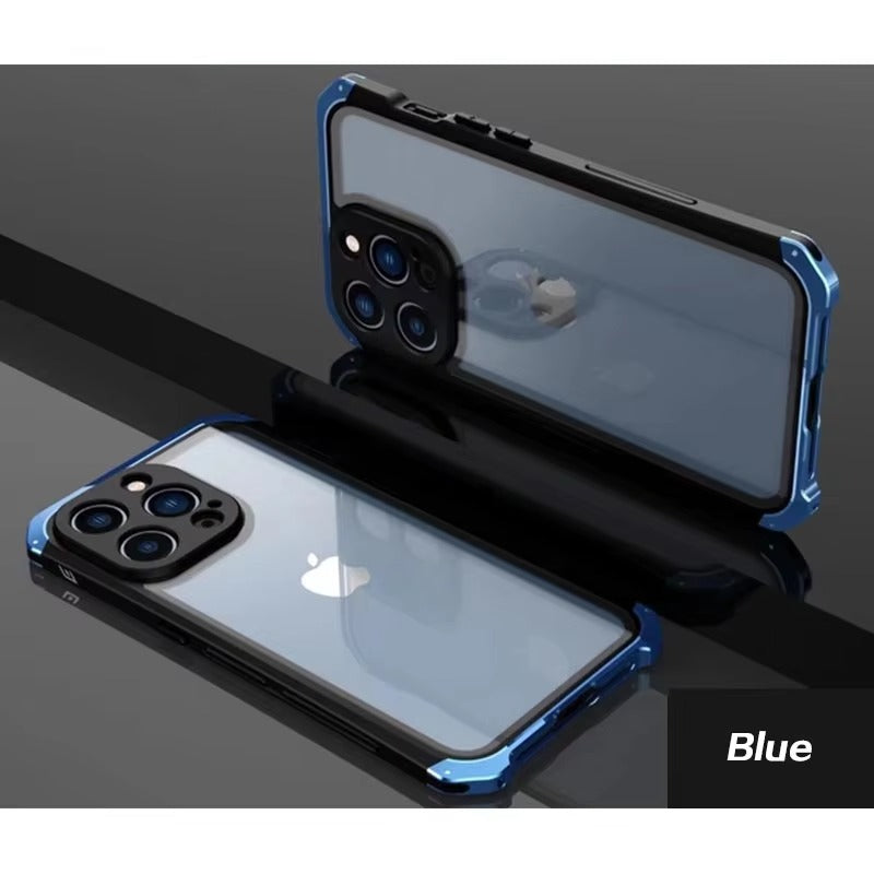 High Quality Apple iPhone Case MagSafe Compatible, Camera Lens & Screen Protection, Cover with Metal Frame Glass Back
