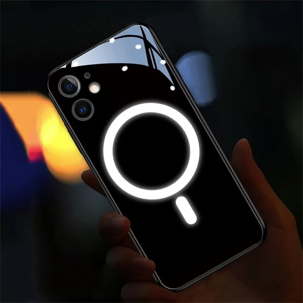 Premium Apple iPhone Case, MagSafe Compatible, Camera Lens and Screen Protection, Ultra Thin, Shockproof, Magnetic, Full All Around Protection, LED Call Flash Glass Cover