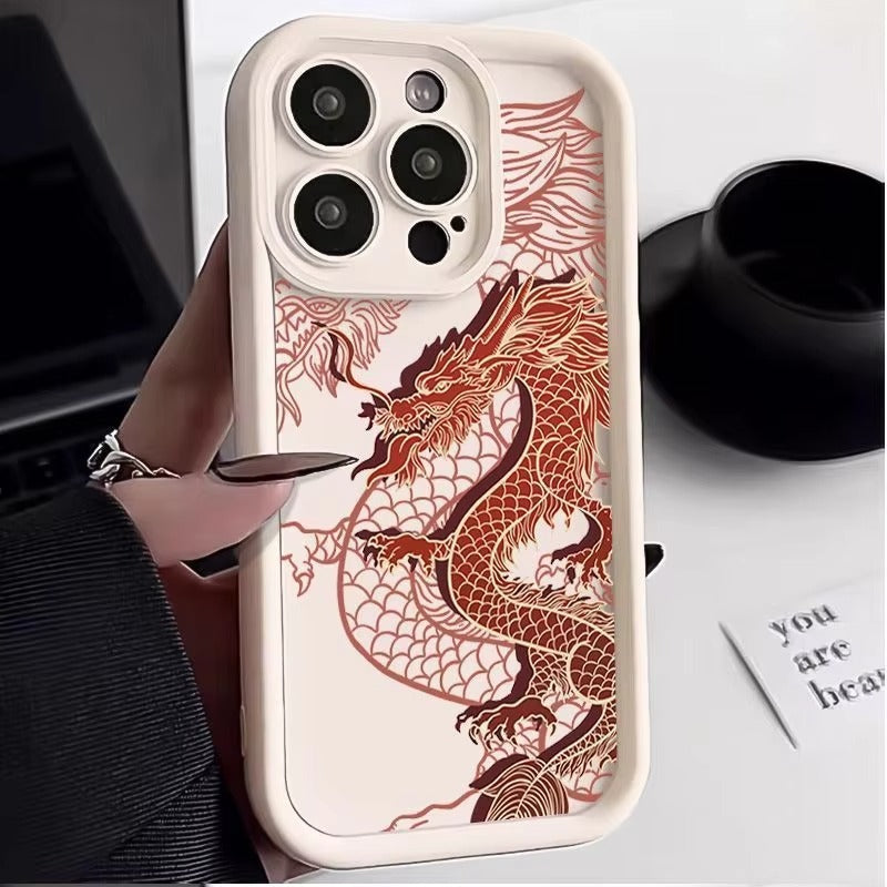 Luxury Apple iPhone Case, MagSafe Compatible, Camera Lens and Screen Protection, Ultra Thin, Shockproof, Magnetic, Full All Around Protection, Eastern Dragon Silicone Cover