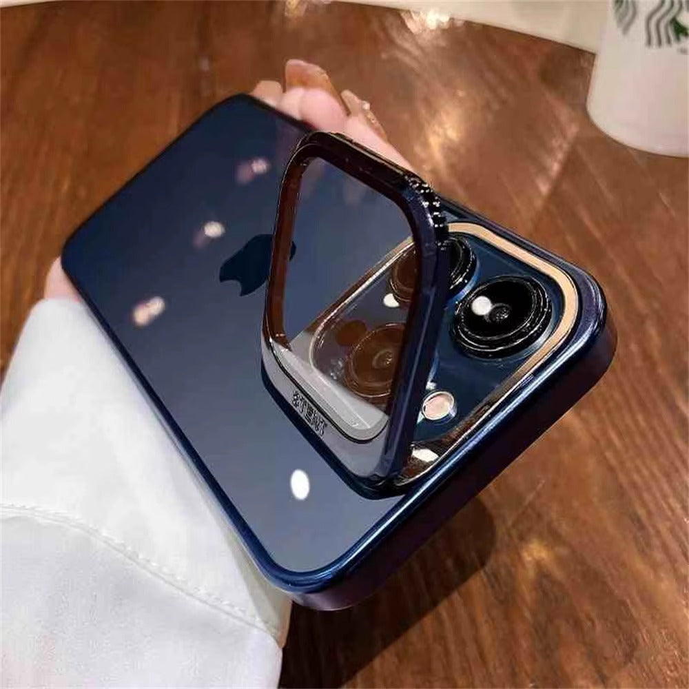 Luxury Apple iPhone Case, Ultra Thin Shockproof Magnetic Full All Around Protection Cover with Plating Stand & Hard Shell