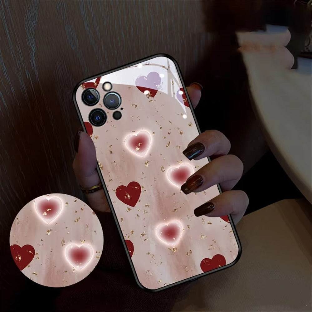 Premium Apple iPhone Case, MagSafe Compatible, Camera Lens and Screen Protection, Ultra Thin, Shockproof, Magnetic, Full All Around Protection, Heart LED Light Cover