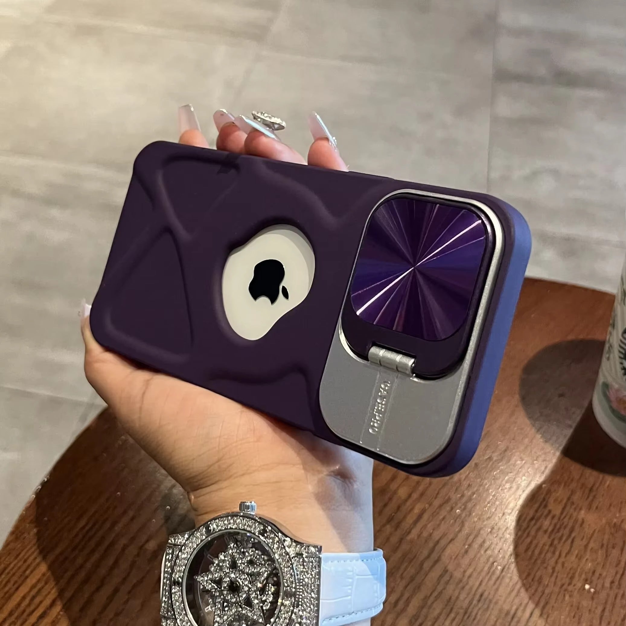 Luxury Apple iPhone Case  Ultra Thin Shockproof Magnetic Full All Around Protection Cover with Matte Bracket & Logo Window
