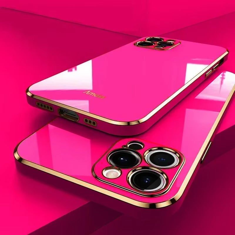 Luxury Apple iPhone Case MagSafe Compatible, Camera Lens & Screen Protection, Ultra Thin Shockproof Magnetic Full All Around Protection Cover with Solid Color Plating Silicone