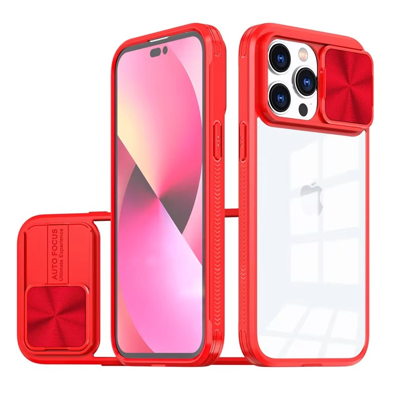 High Quality Apple iPhone Case MagSafe Compatible, Camera Lens & Screen Protection, Cover with Slide Lens & Clear PC Bumper