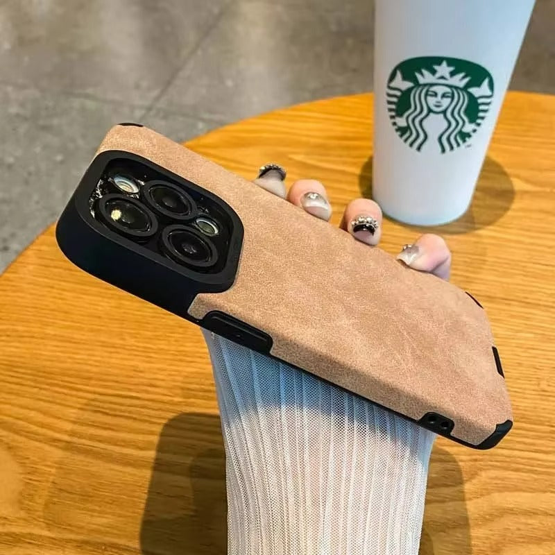 Premium Matte Leather Silicone iPhone Case – Lens Protection, Bumper Design, Stylish & Durable Cover | Case for iPhone