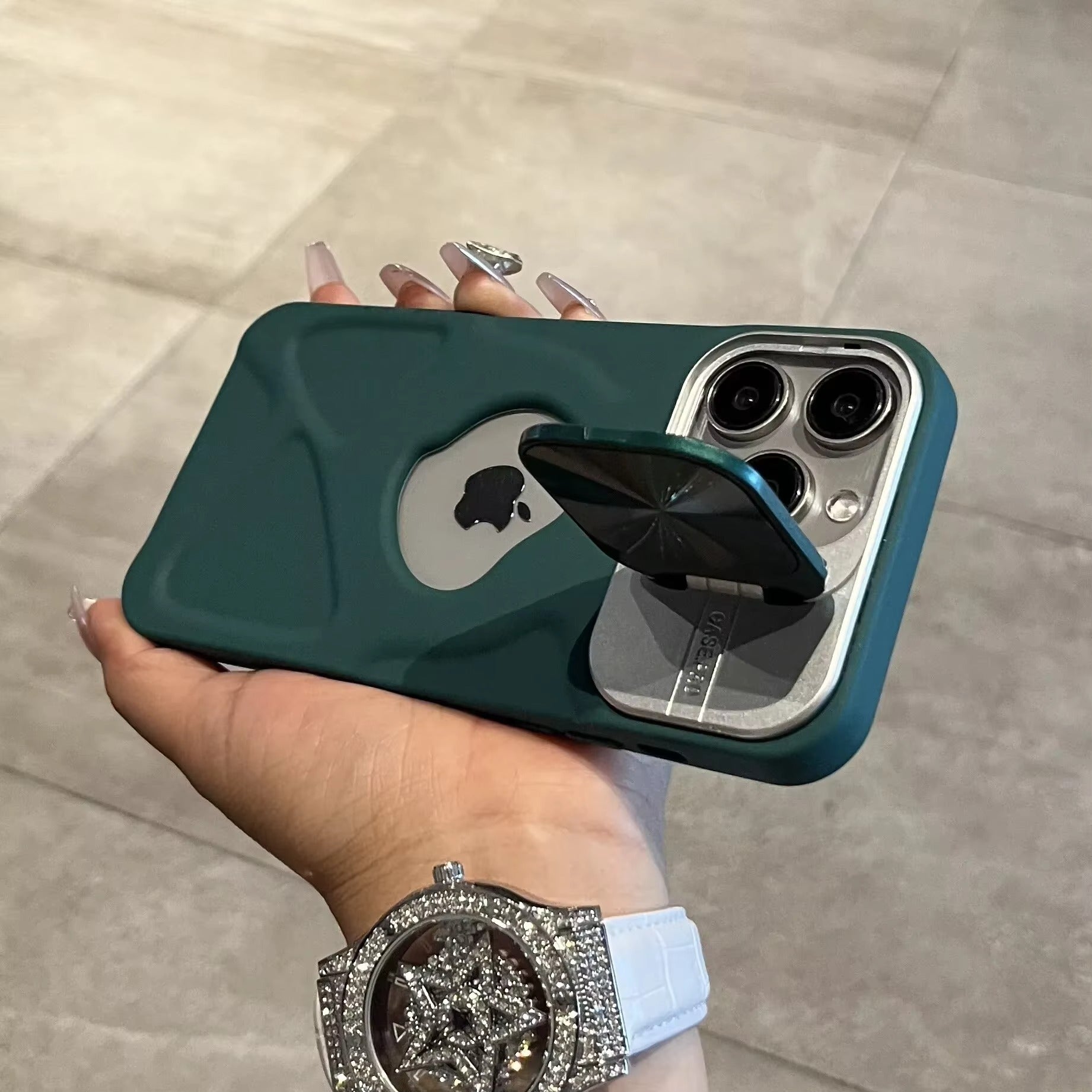 Luxury Apple iPhone Case  Ultra Thin Shockproof Magnetic Full All Around Protection Cover with Matte Bracket & Logo Window