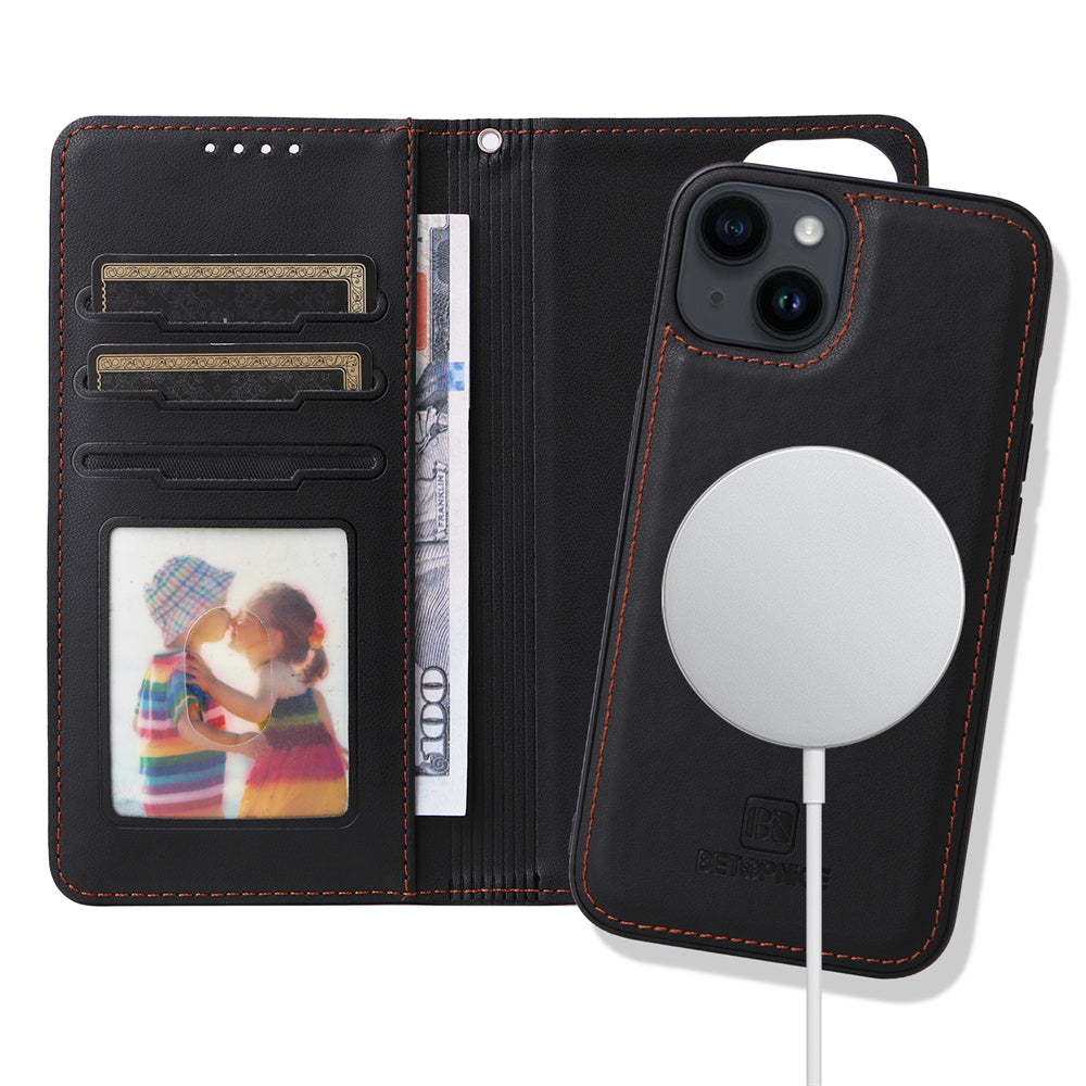 Luxuriöse, abnehmbare 2-in-1-Brieftaschenhülle für das iPhone – magnetische Lederhülle, Kartenhalter, Ständer, sicherer Verschluss, stilvoller und langlebiger Schutz