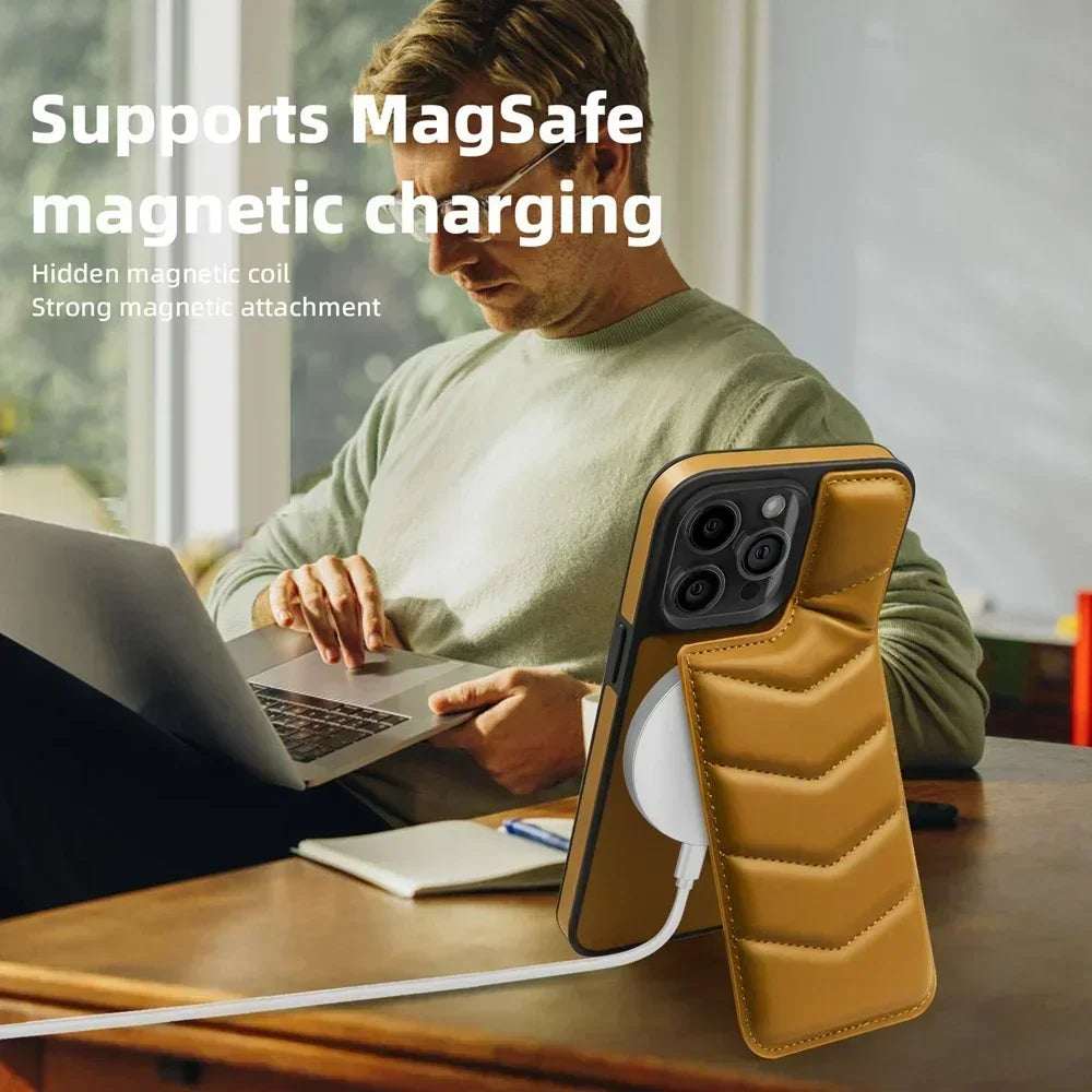 Premium MagSafe Lederhülle für iPhone – magnetisches kabelloses Laden, Kartenhalter-Brieftasche, stoßfester Schutz, schlankes Design für iPhone-Modelle