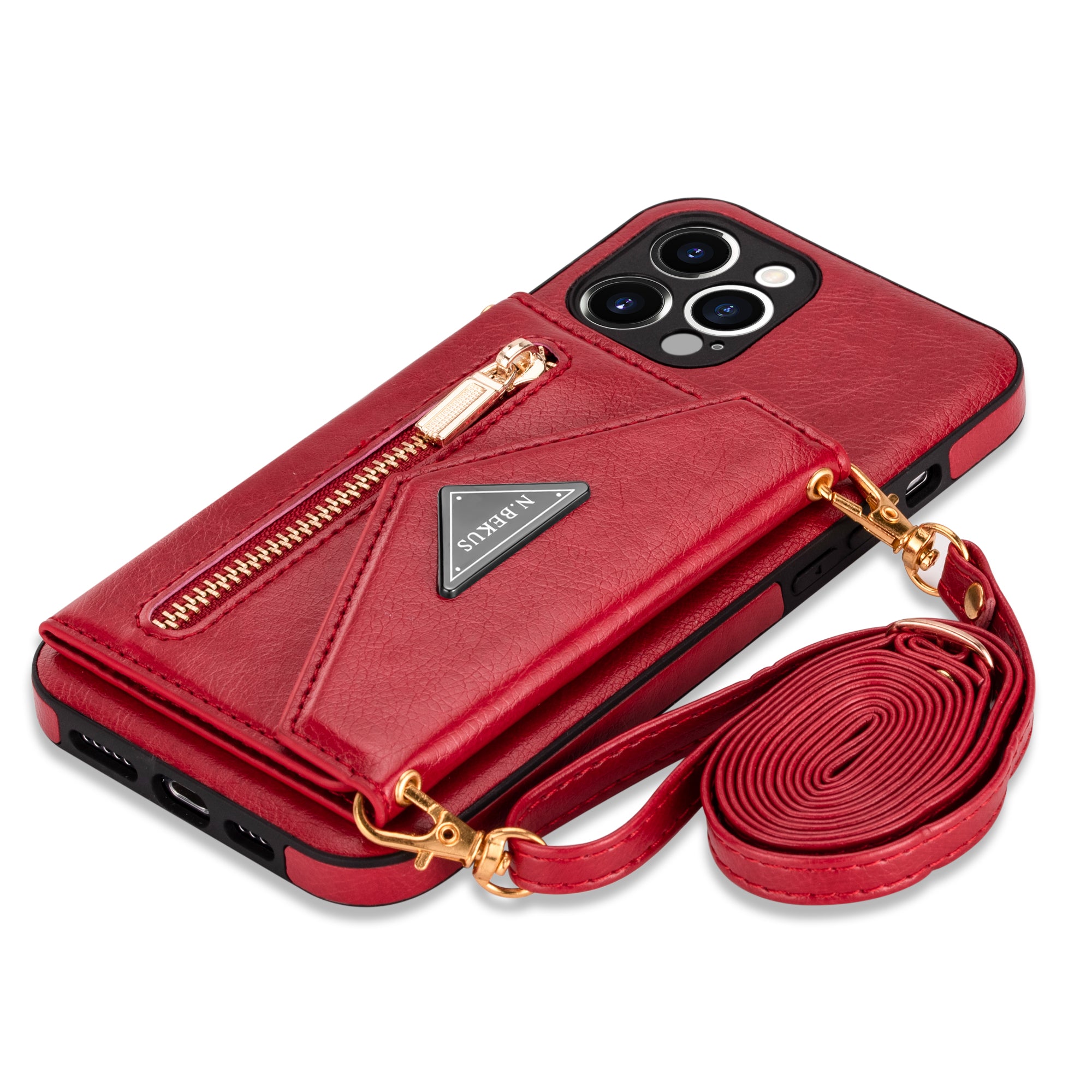 Zipper Wallet Crossbody Leather iPhone Case – Card Holder, Lanyard Strap, Secure Storage Stylish Protection for iPhone Models